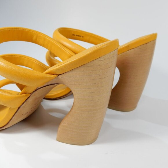 VINCE Dara Tubular Three-band Slide Sandals 8.5 Papaya Yellow Leather NEW $330 - Picture 11 of 15